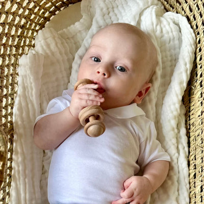 Sonagli - Legno / Rattan - Teether & Rattle - Baby Rainbow Shop - P.IVA 04847500230