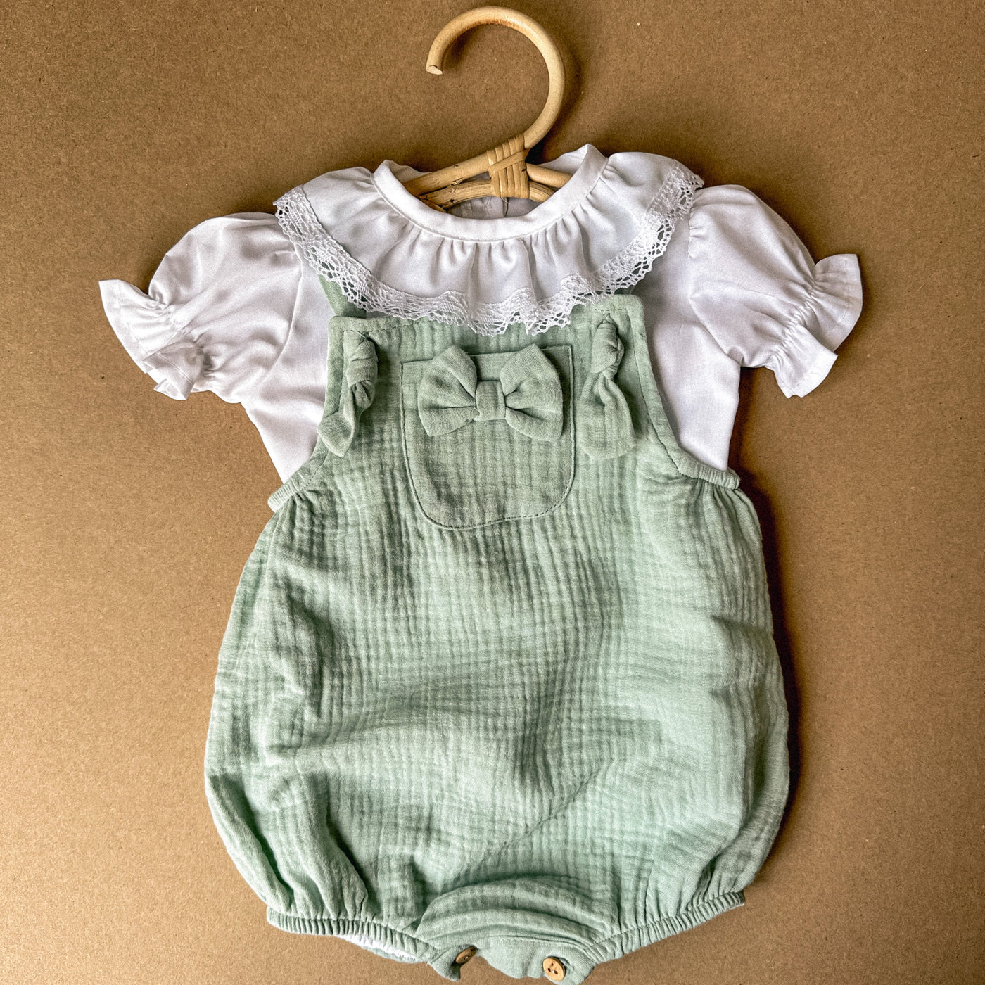 Pagliaccetto/ in Mussola di Cotone con camicia - Baby Clothes - Baby Rainbow Shop - P.IVA 04847500230